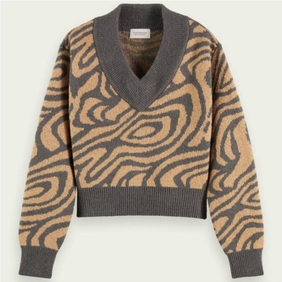 Scotch & Soda Intarsia V-Neck Sweater Wool Alpaca - Picture 1 of 7